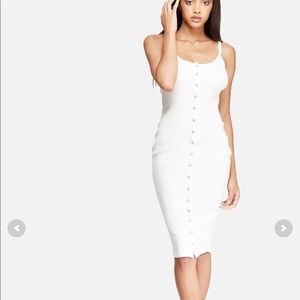 White Ribbed popper dress